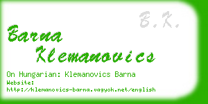 barna klemanovics business card